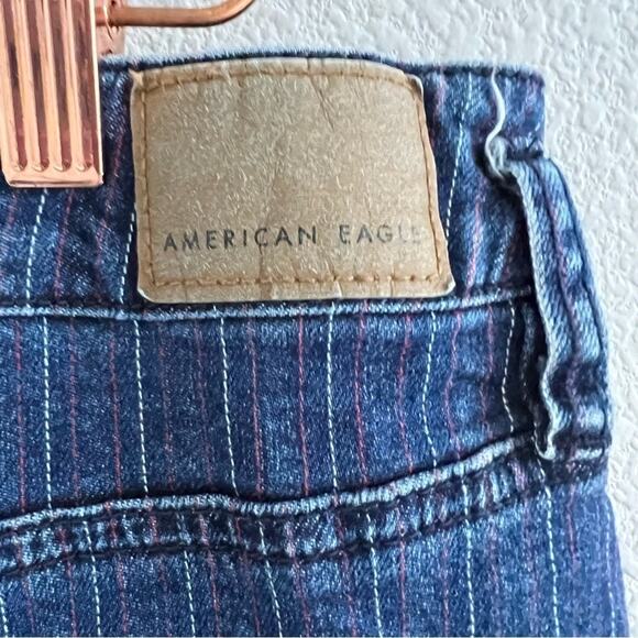 American Eagle Mom Jeans Button Ankle Stripe Denim 16 - Picture 8 of 11